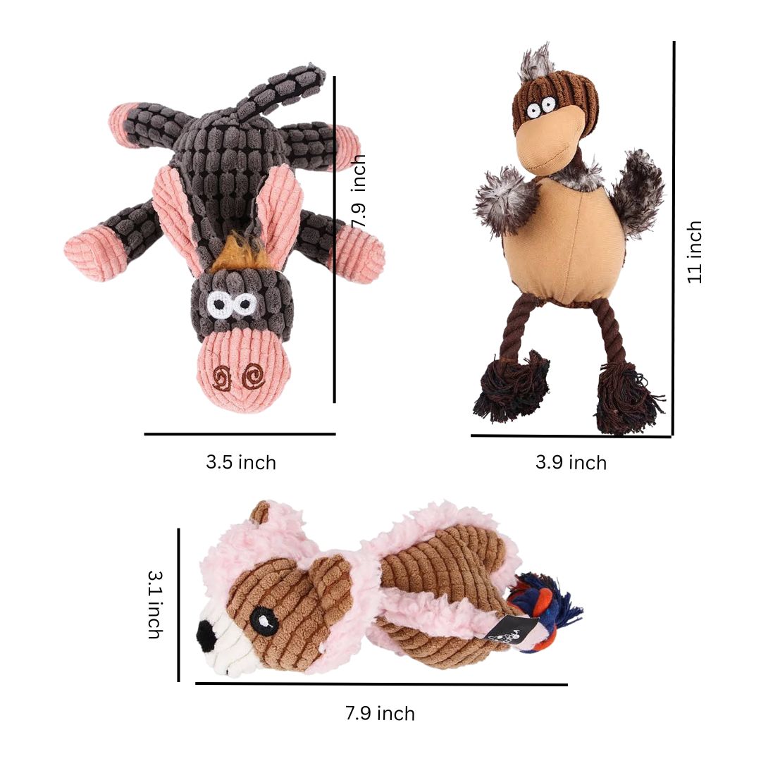 Assorted Luxury Dog Toy Collection, 3-Pack