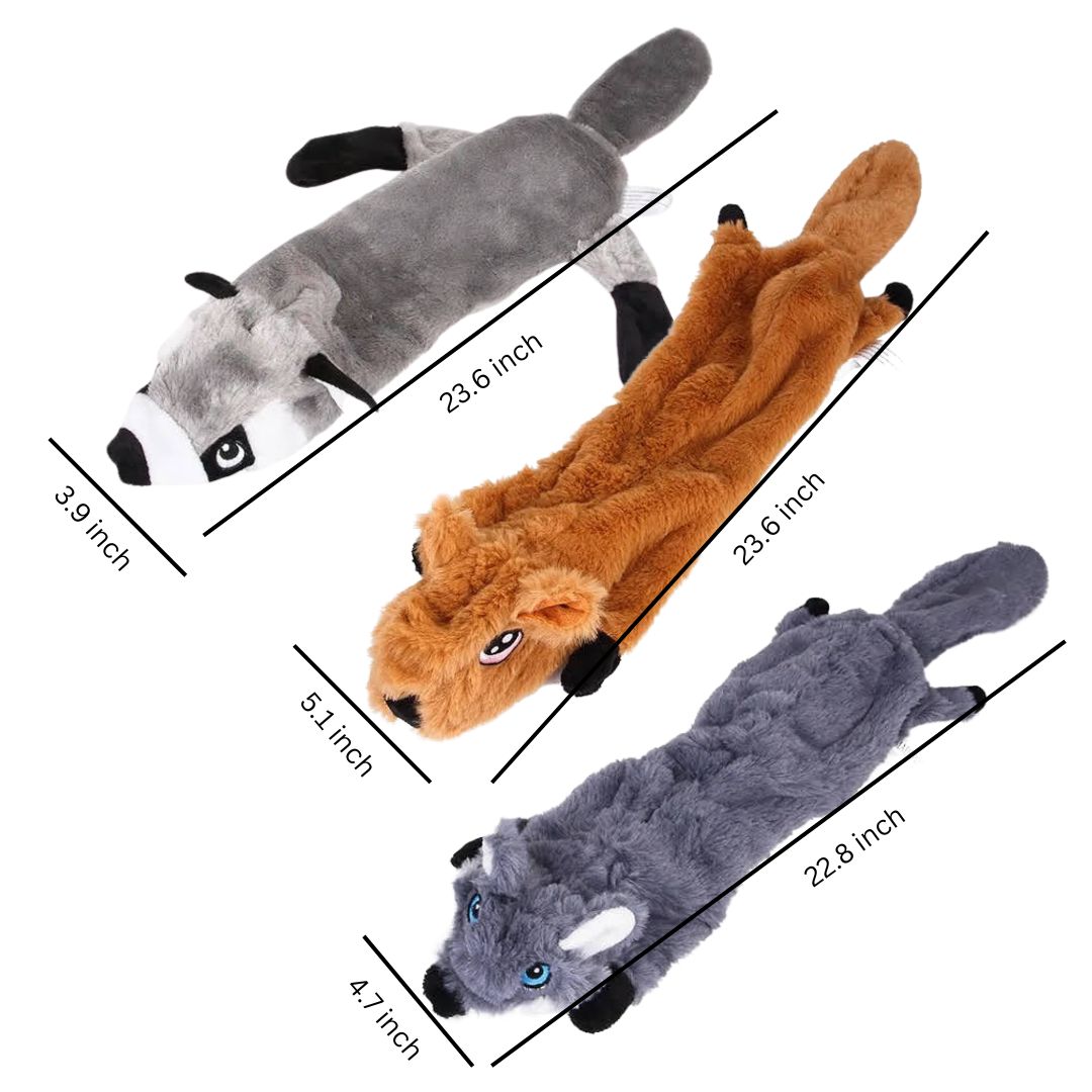 Three-Piece Assorted No-Stuffing Dog Toys