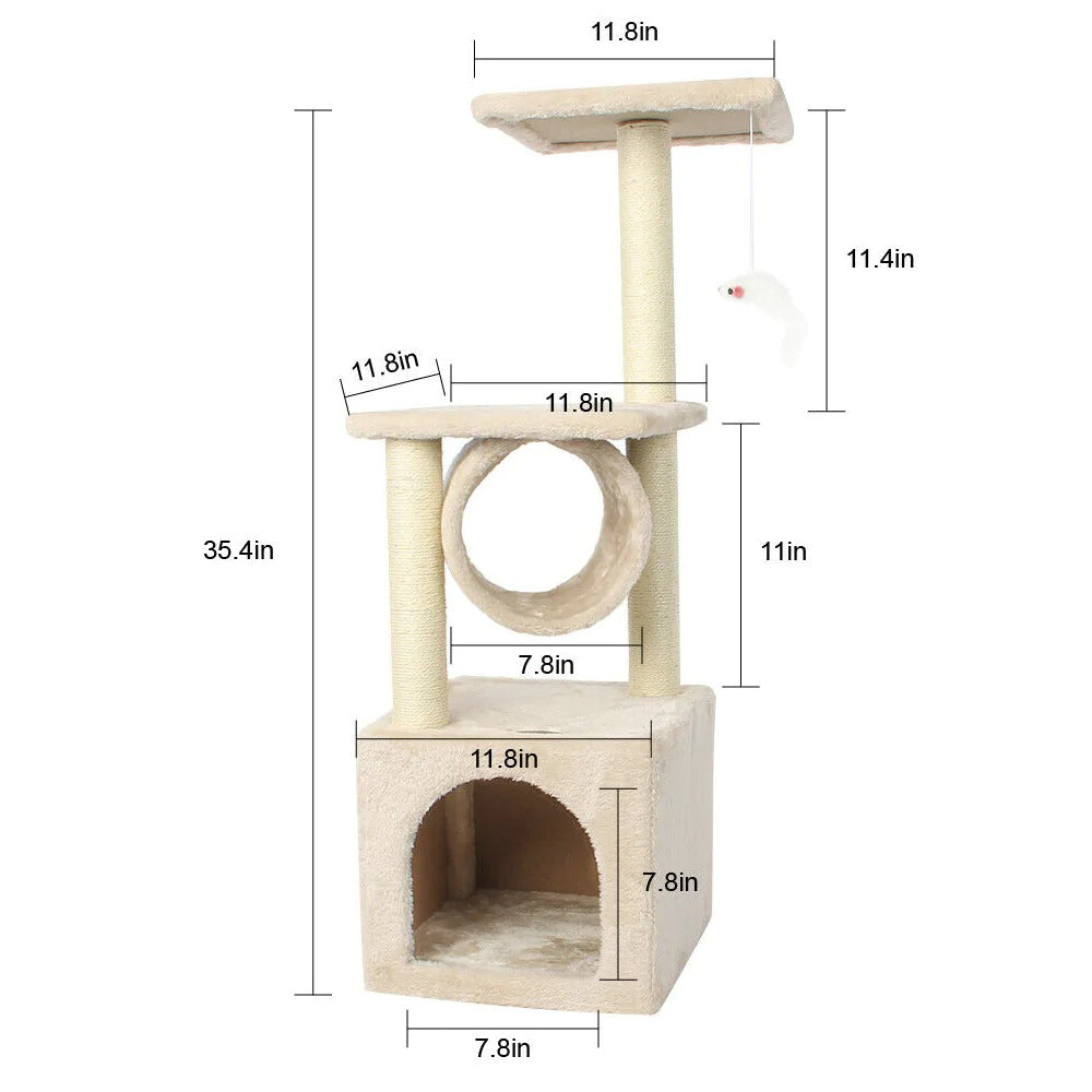 Elevated Cat Tower with Integrated Play