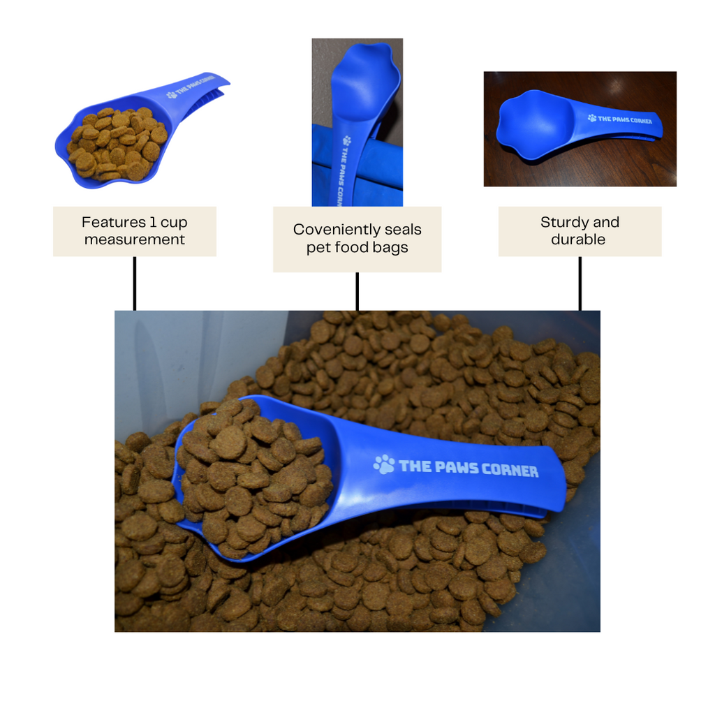 Paw-Shaped Pet Food Scoop and Bag Clip, 1 Cup