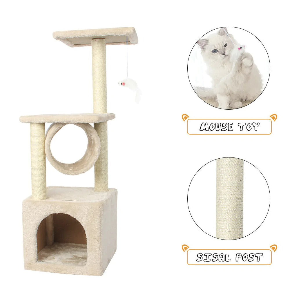Elevated Cat Tower with Integrated Play