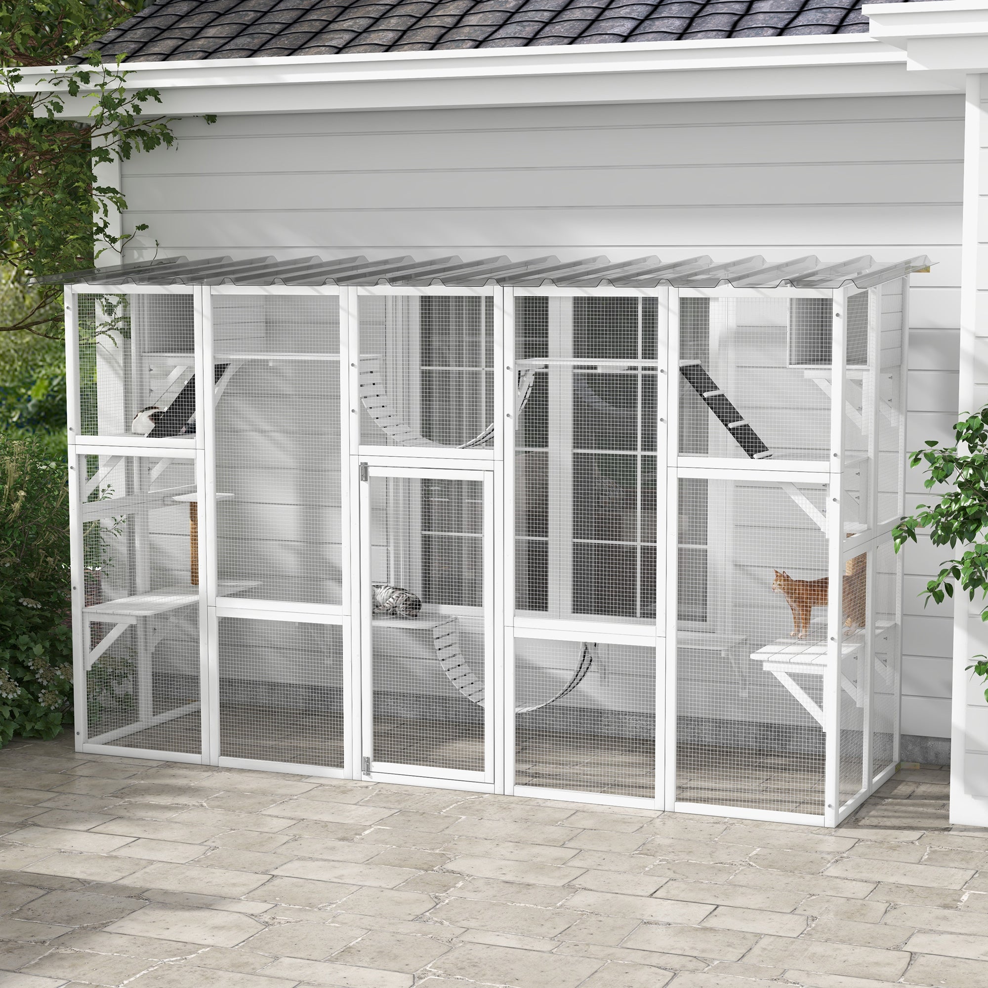 Large Cat Window Enclosure with Shelves, White
