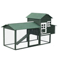 84" Wooden Chicken Coop with Run and Nesting Box, Green