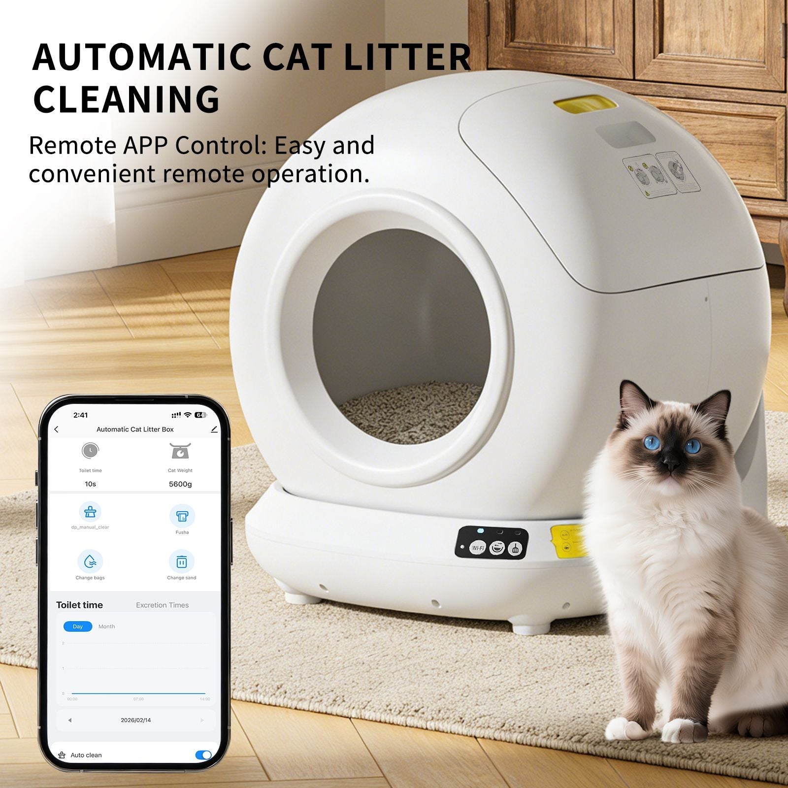 Automatic Self-Cleaning Cat Litter Box with App Control