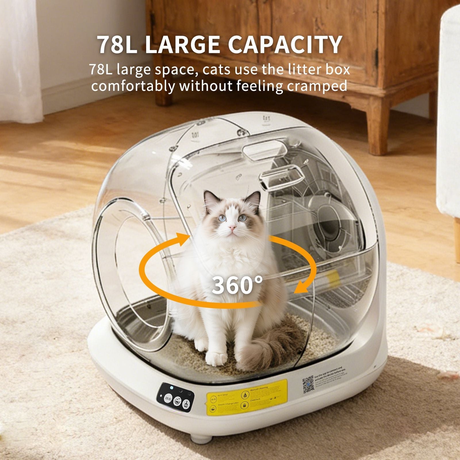 Automatic Self-Cleaning Cat Litter Box with App Control