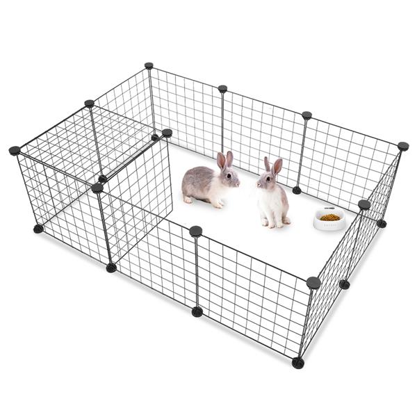 12-Piece Black Metal Mesh Pet Enclosure
