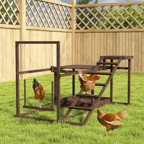Wooden Avian Activity Set with Perch, Swing, Ladder, Platfor