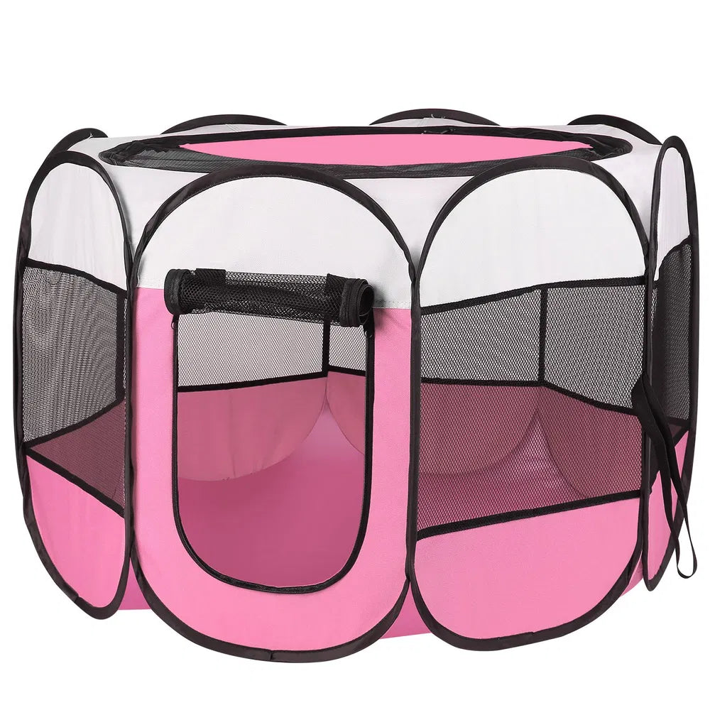 Portable Pet Playpen with Removable Zipper Top