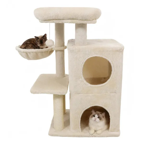 Beige 33.5" Multi-Level Cat Tree with Condo for Felines