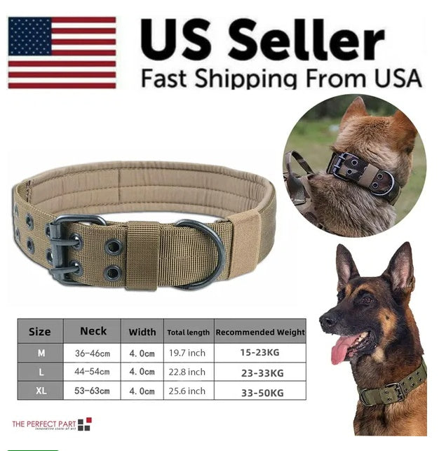 Heavy-Duty K9 Tactical Dog Collar with Metal Buckle