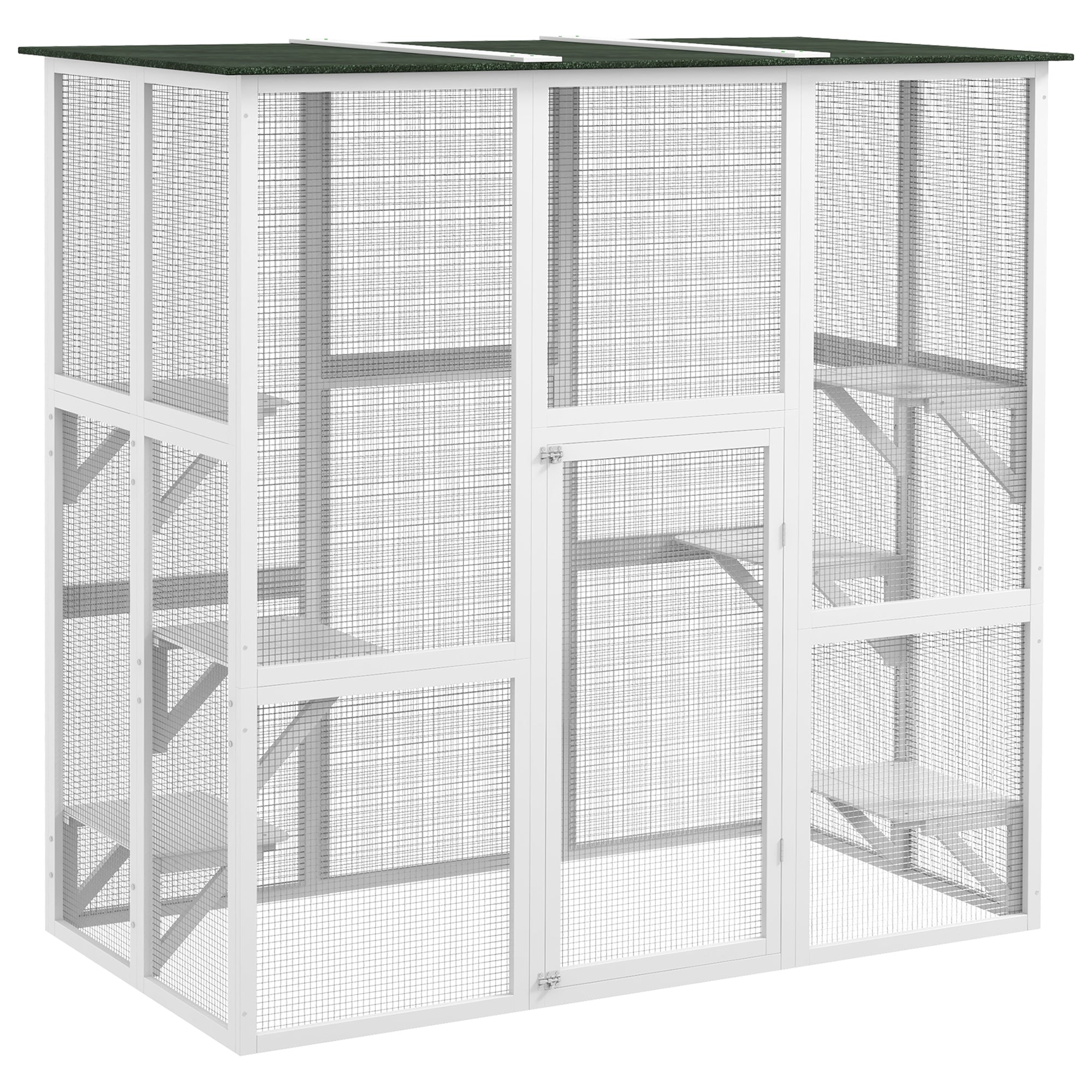 Grand Outdoor Cat Enclosure with 6 Ledges, White