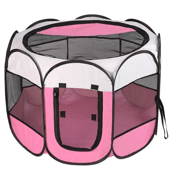 Portable Pet Playpen with Removable Zipper Top
