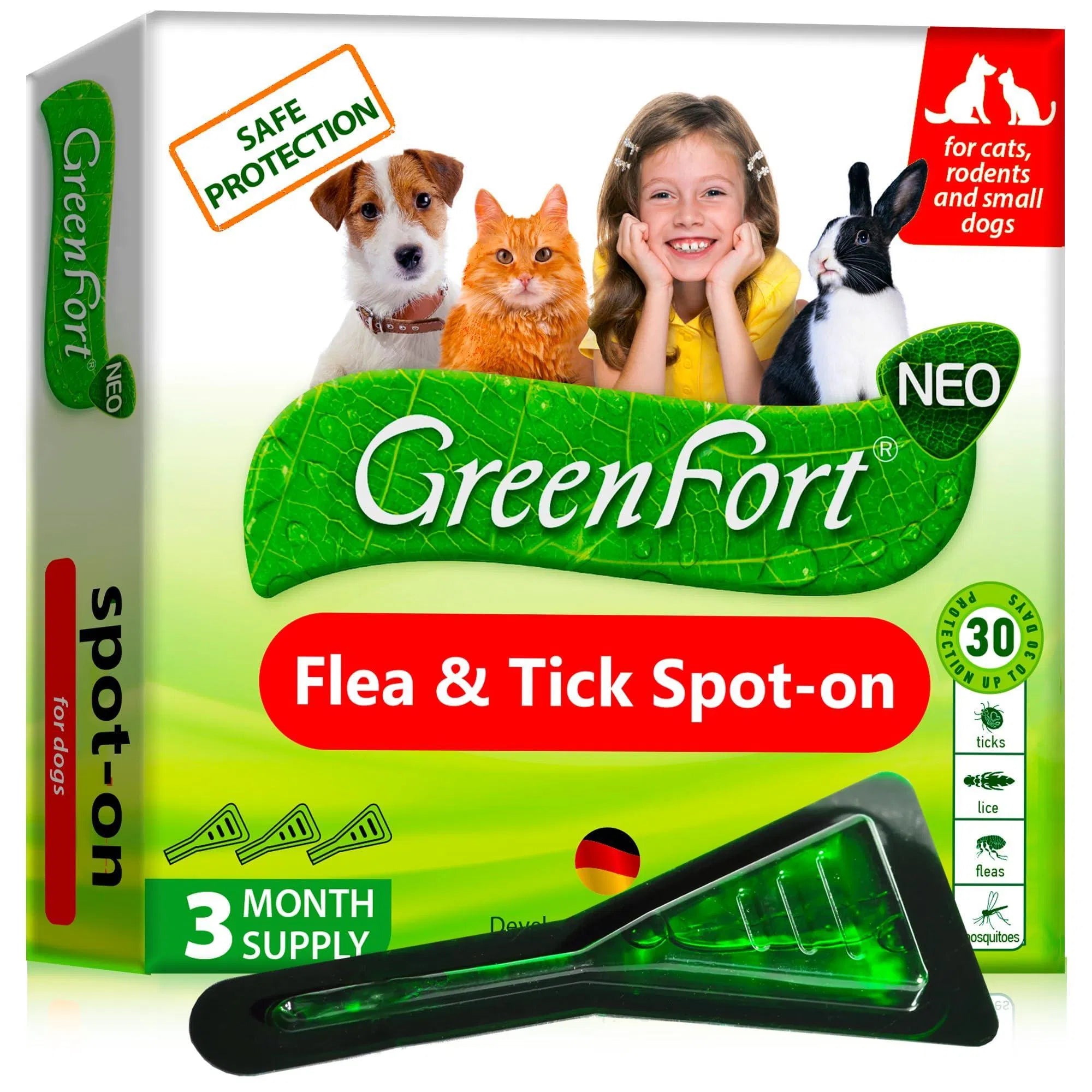Natural Spot-On Flea & Tick Treatment for All Pets, 1.5 mL
