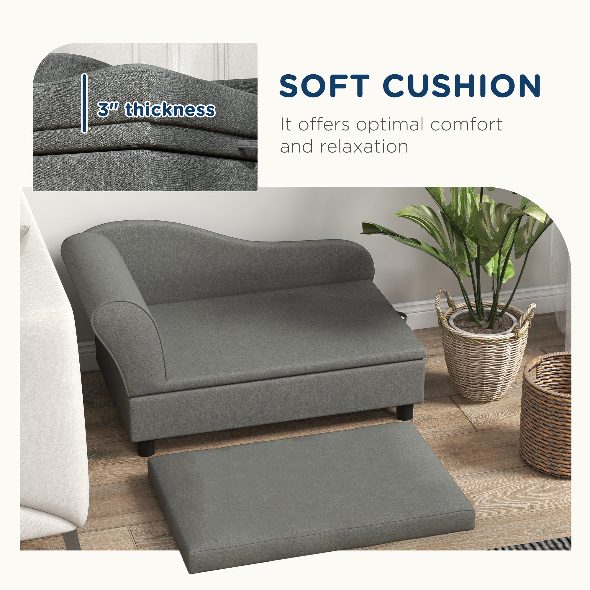 Luxury Pet Sofa for Small Dogs, Gray