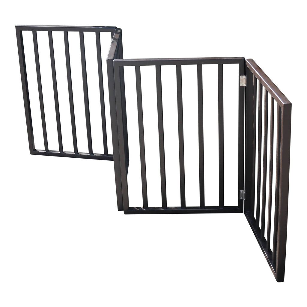 Elegant Folding Pet Gate for Doorways and Stairs, Dark Brown