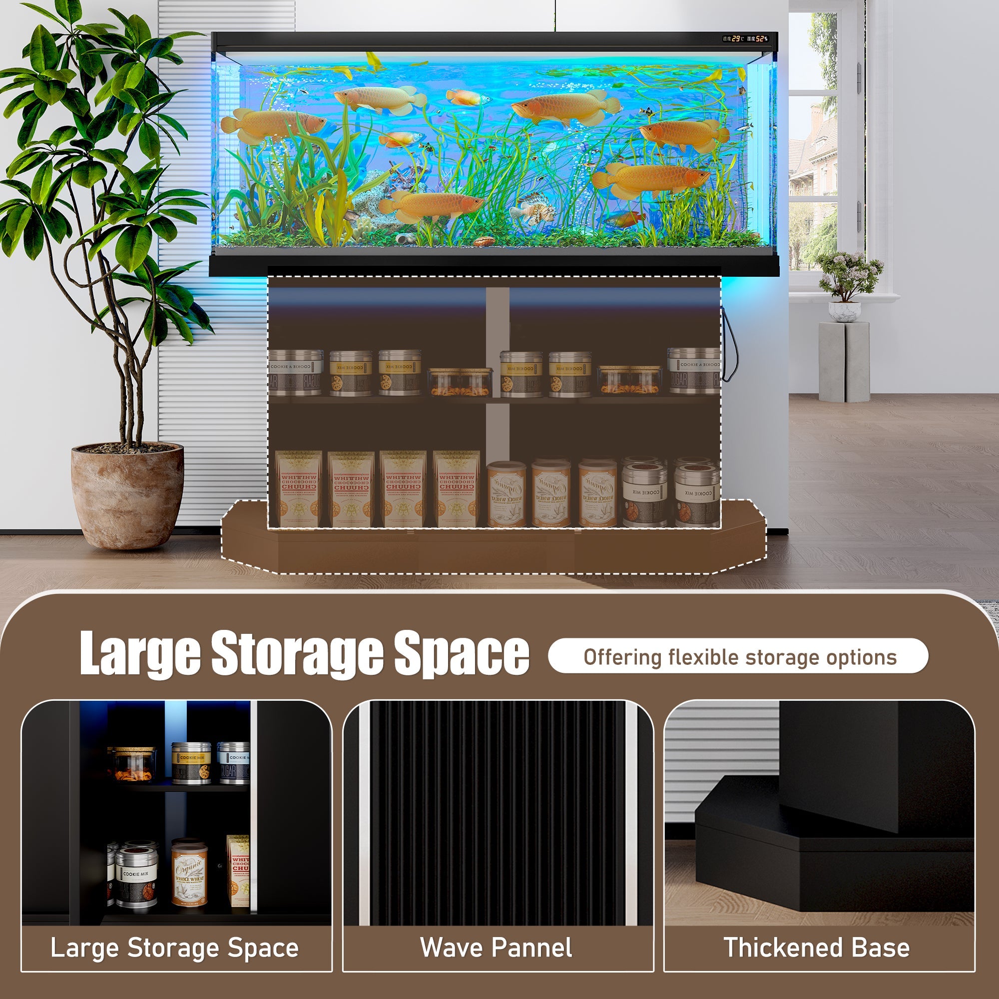 Modern Aquarium Stand, 55-75 Gallon, Power Outlet