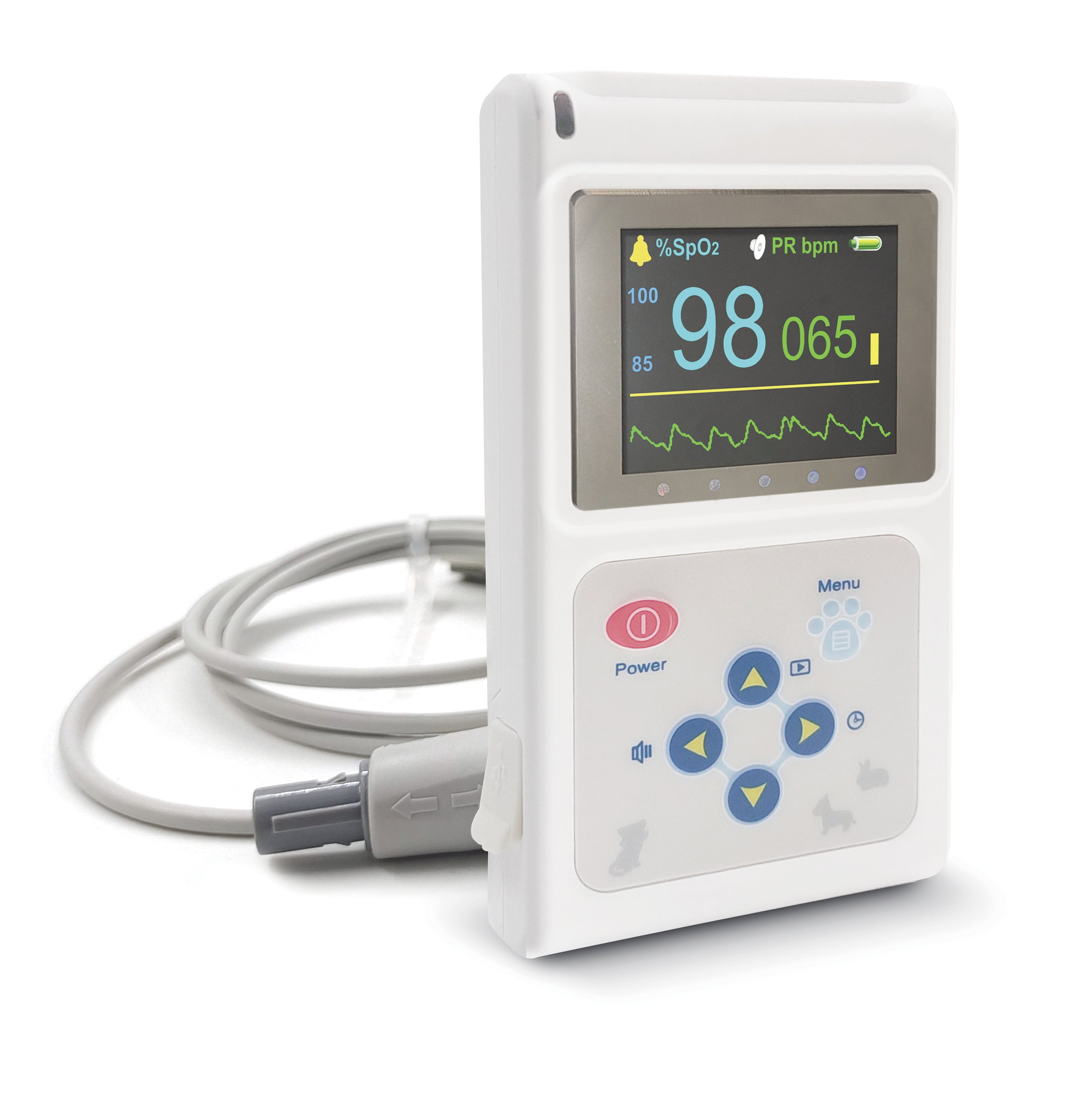 Veterinary Pulse Oximeter with Color Display and Probe
