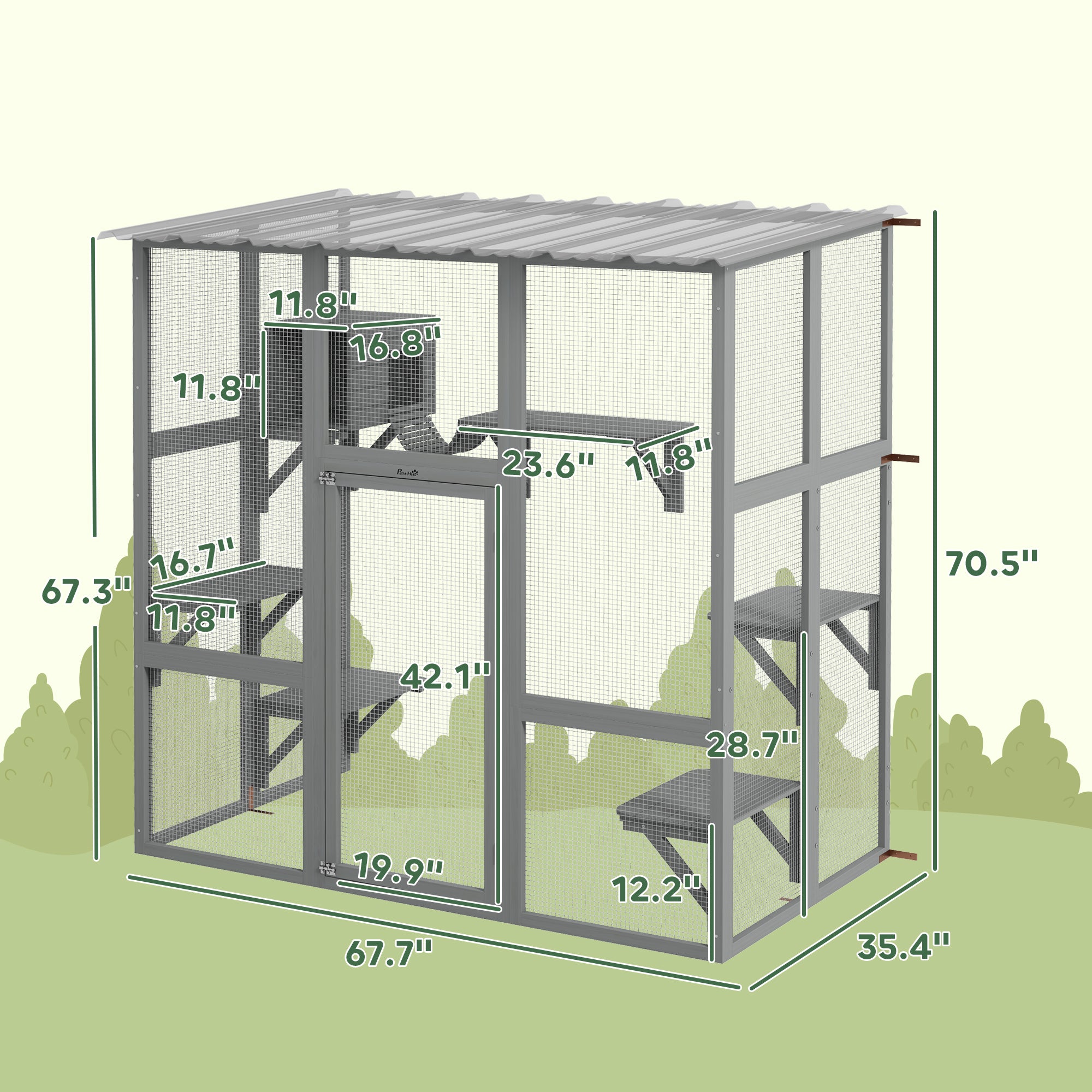 Elegant Cat Window Enclosure with Bridge & Platforms, Gray