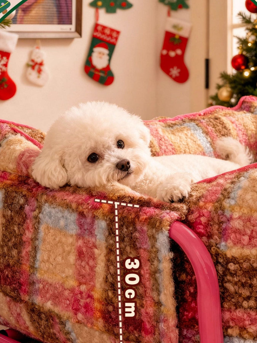Elegant Plaid Pet Sofa Bed with Plush Cushion