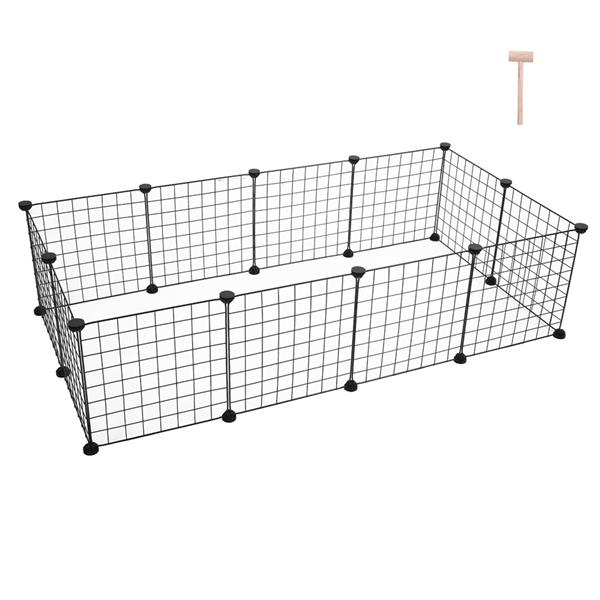 12-Piece Black Metal Mesh Pet Enclosure