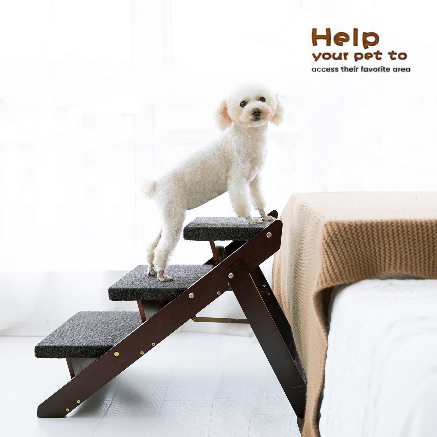 Foldable 3-Level Pet Stairs & Ramp, 110 lbs Capacity