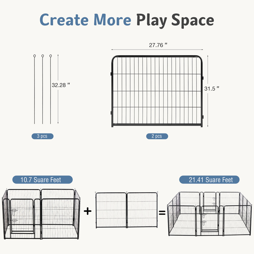 Foldable Steel Pet Enclosure with Door, 24-40 Inch Heights