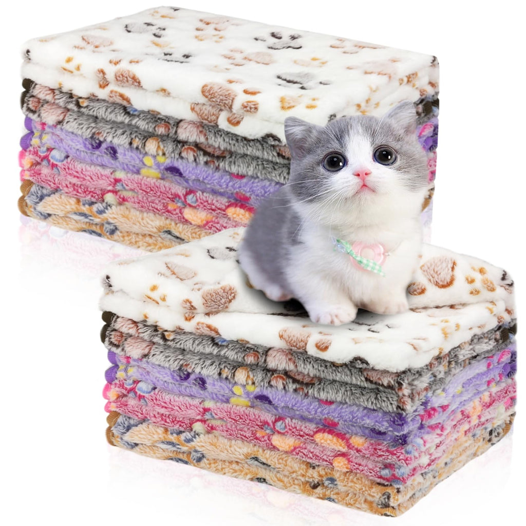 10-Piece Pet Blanket Set, 24" x 16" with Paw Print