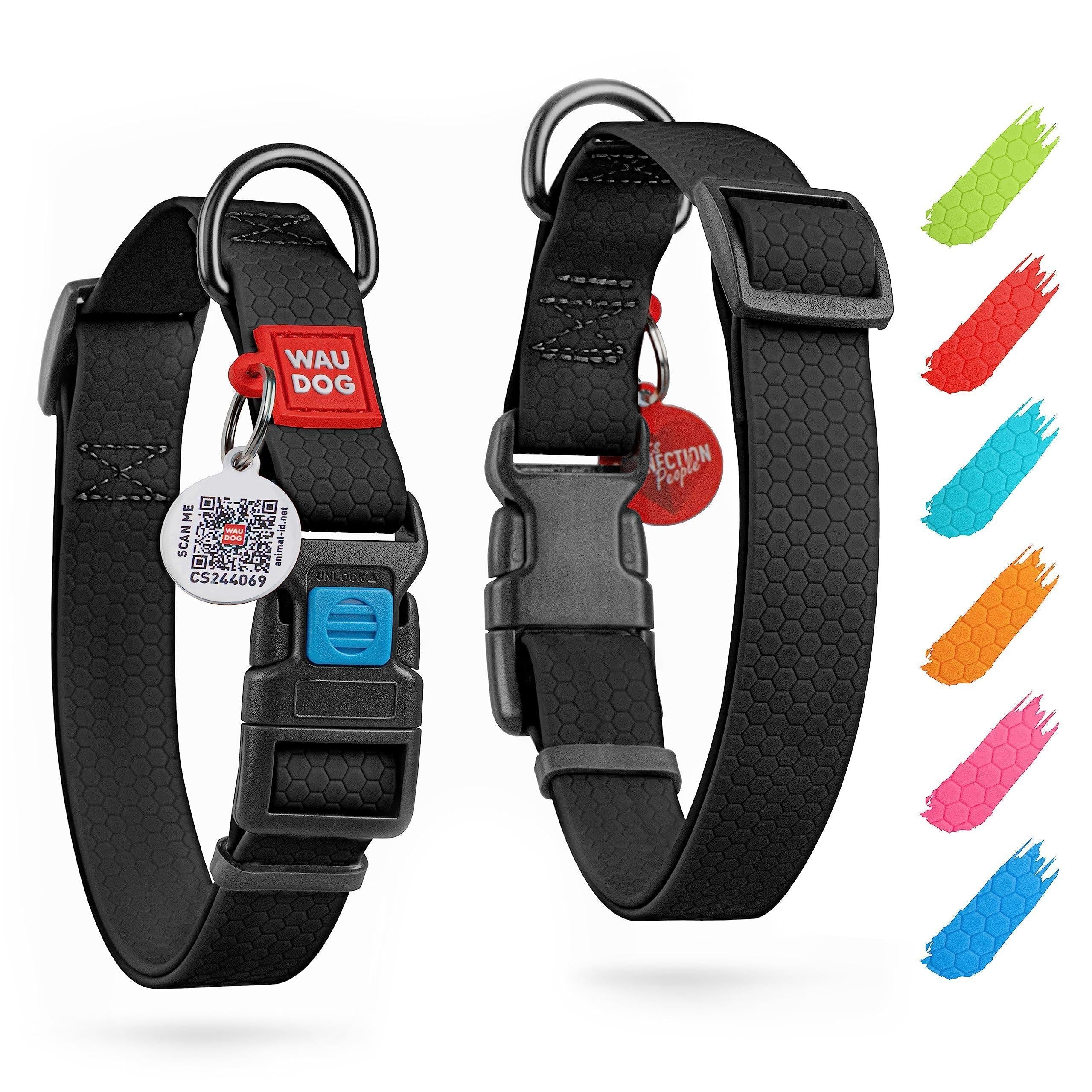 Black Waterproof Dog Collar, 10-16 inch Neck