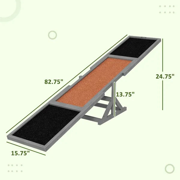 Wooden Agility Seesaw, Weather Resistant, 83 L x 16 W x 14 H