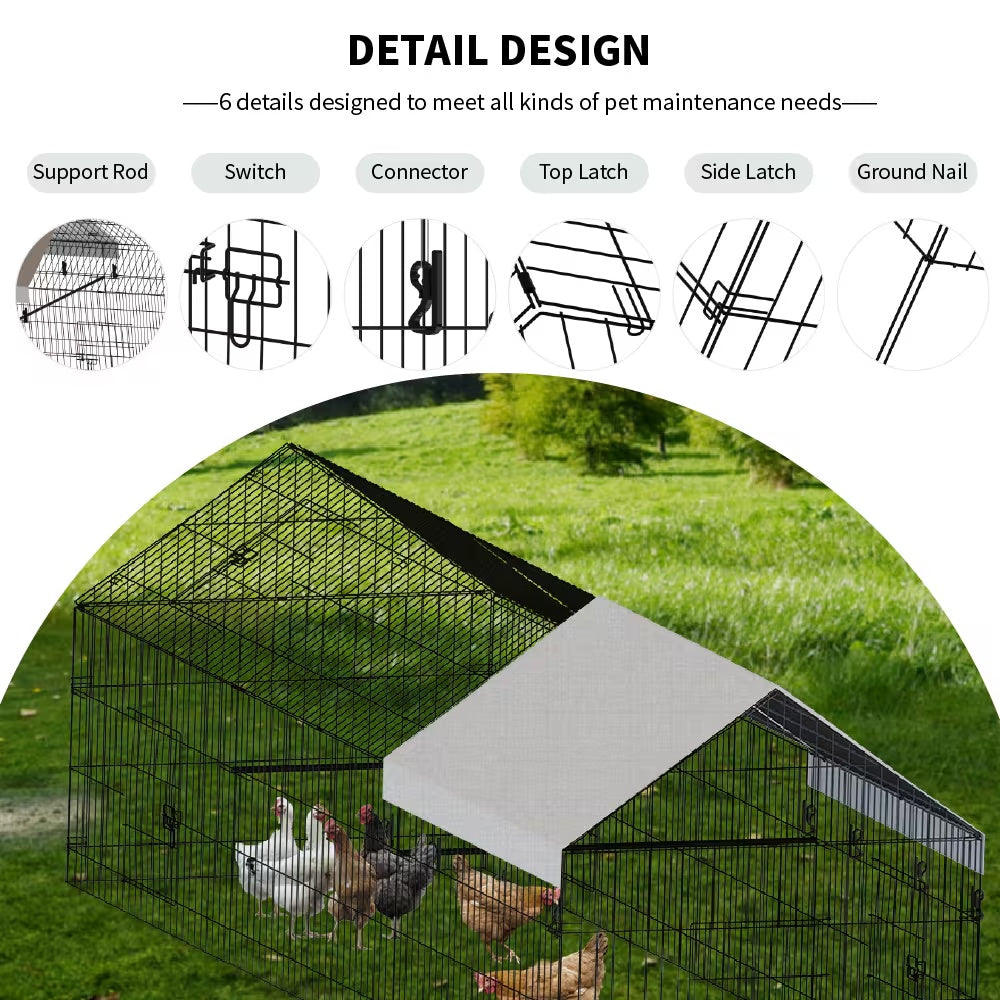 Outdoor Metal Poultry Haven, Black Gray